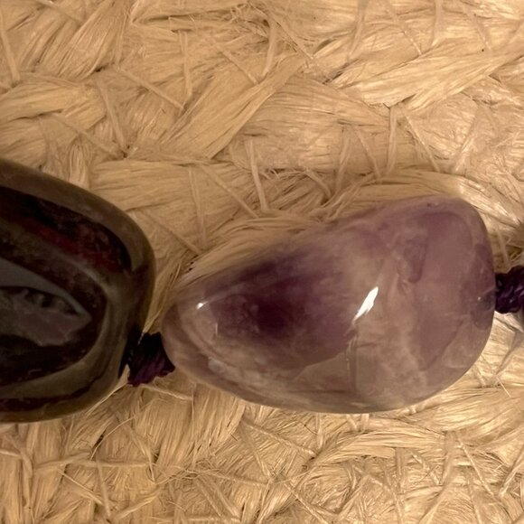 Chevron Amethyst Chunky Necklace - Hand Knotted - 18"-20" - Picture 4 of 5